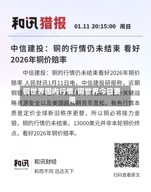 铜世界国内行情/铜世界今日费用-第1张图片