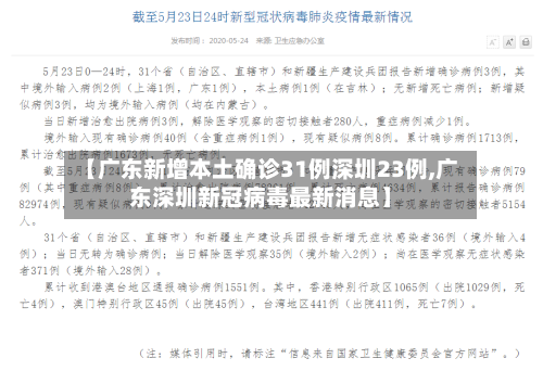 【广东新增本土确诊31例深圳23例,广东深圳新冠病毒最新消息】