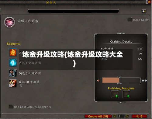 炼金升级攻略(炼金升级攻略大全)