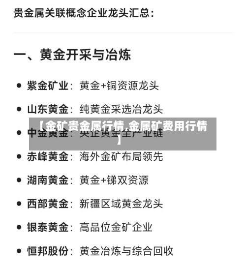 【金矿贵金属行情,金属矿费用行情】