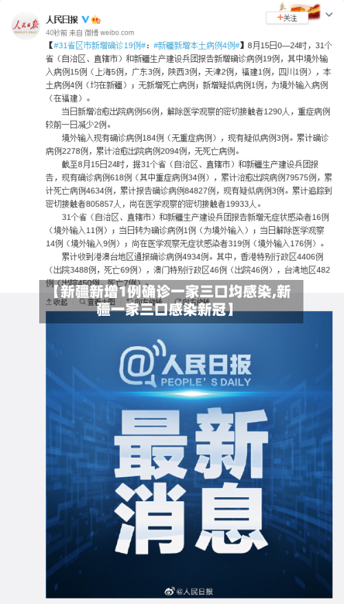 【新疆新增1例确诊一家三口均感染,新疆一家三口感染新冠】