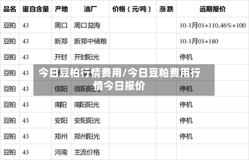 今日豆柏行情费用/今日豆粕费用行情今日报价