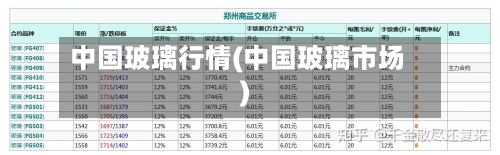 中国玻璃行情(中国玻璃市场)