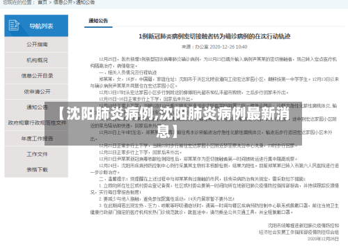 【沈阳肺炎病例,沈阳肺炎病例最新消息】-第1张图片