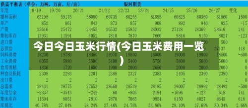 今日今日玉米行情(今日玉米费用一览)
