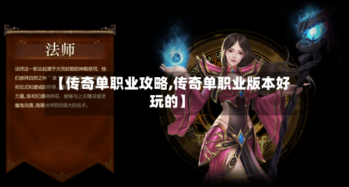 【传奇单职业攻略,传奇单职业版本好玩的】-第2张图片