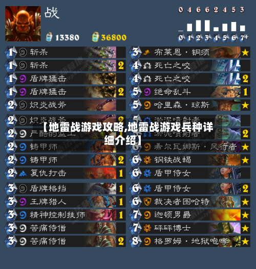 【地雷战游戏攻略,地雷战游戏兵种详细介绍】