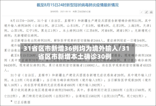 31省区市新增36例均为境外输入/31省区市新增本土确诊30例