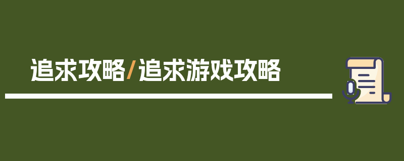 追求攻略/追求游戏攻略