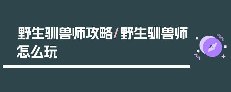 野生驯兽师攻略/野生驯兽师怎么玩